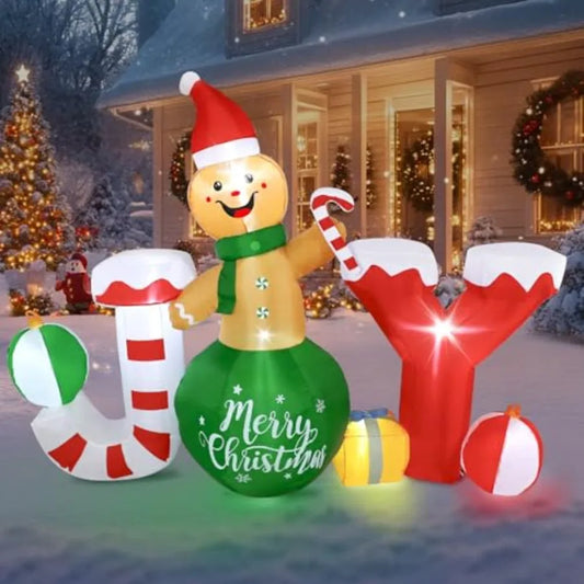 OLOEY Outdoor Christmas Inflatable Gingerbread Decoration With Lights