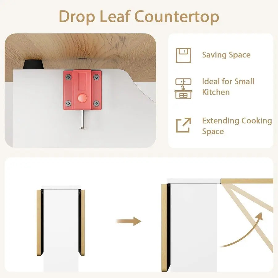 XMSJ Folding Dining Table Space Saving Farmhouse Drop Leaf For 4