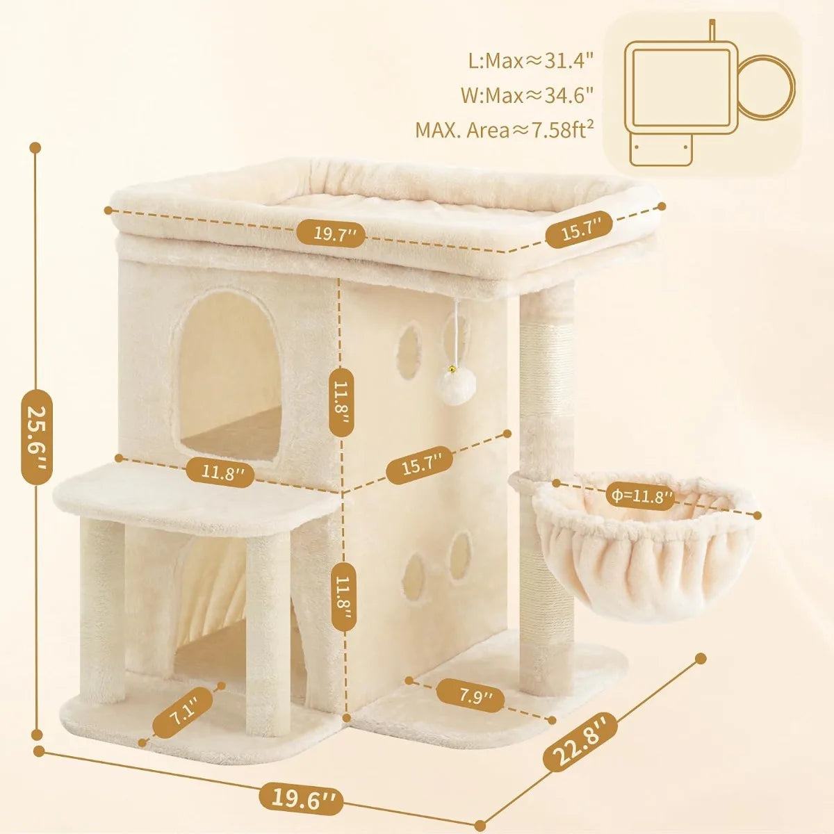 NBVCX Cat Tree Tower With Large Perch Sisal Posts Durable