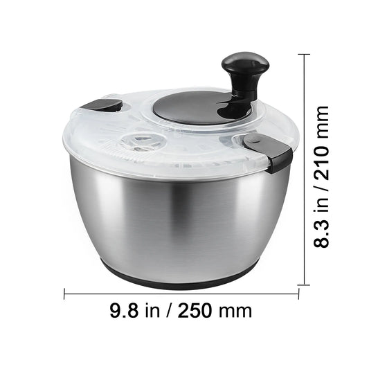 VEVOR Stainless Steel Salad Spinner 4.75Qt One-handed Easy Press Large Vegetable Dryer Washer for Greens Herbs Berries Fruits
