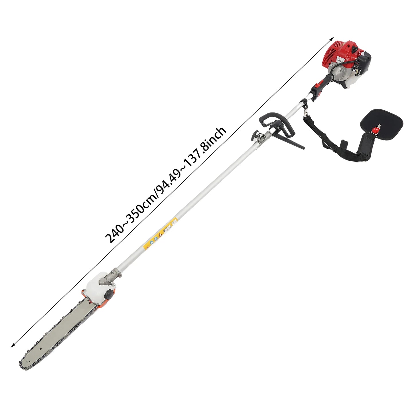 Adjustable Long Branch Saw 12inch 43CC Two-stroke Gas Hedge Trimmer Gas Powered Pole Hedge Trimmer Suitable for Branch Trimming