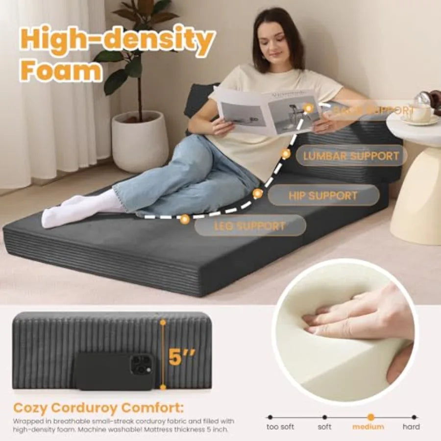 OLOEY Folding Sofa Bed 3-In-1 Convertible Couch For Living Room