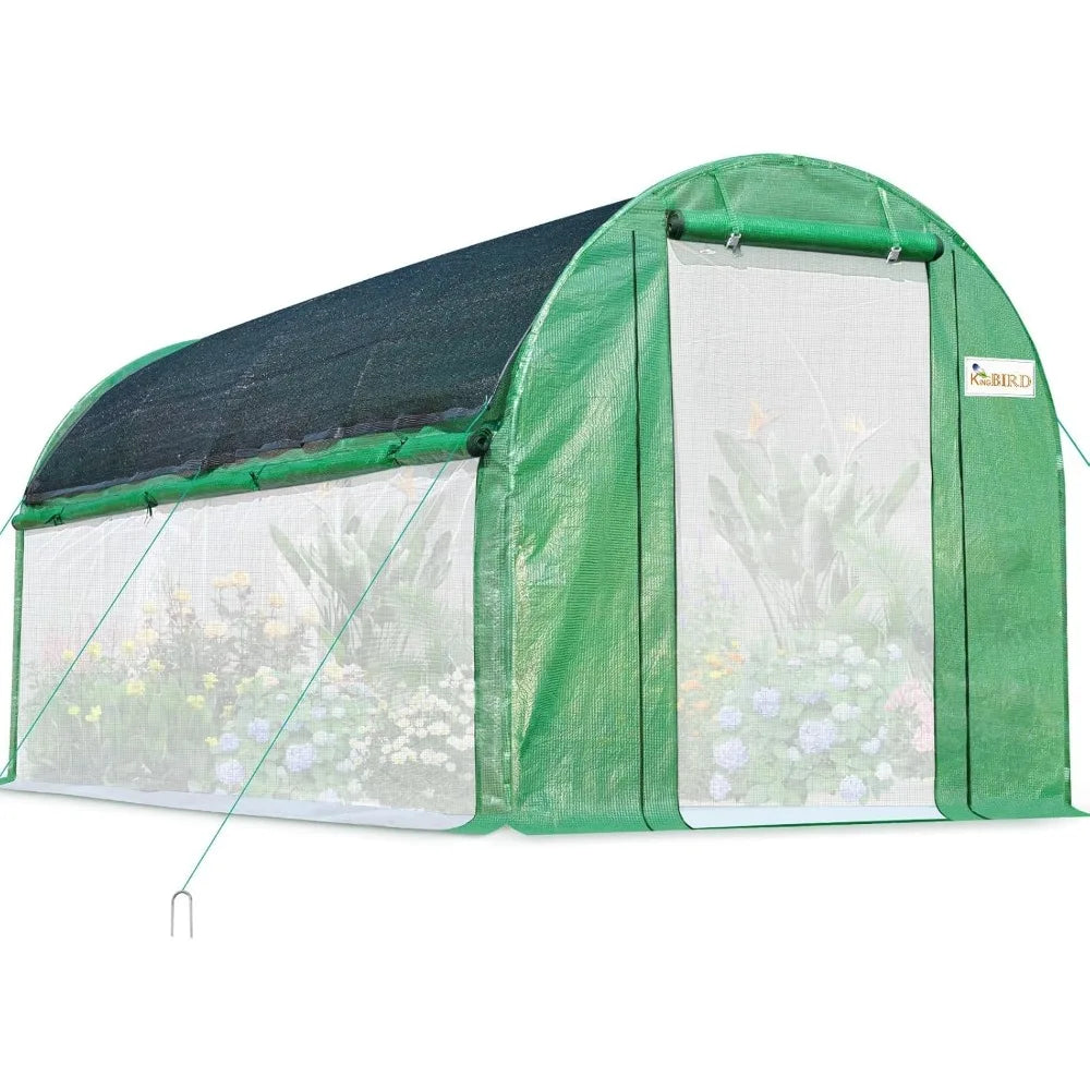 15x6.6x6.6FT Greenhouse for Outdoors, Large Walk-in Heavy Duty Galvanized Steel Frame, Mesh Door Screen Window