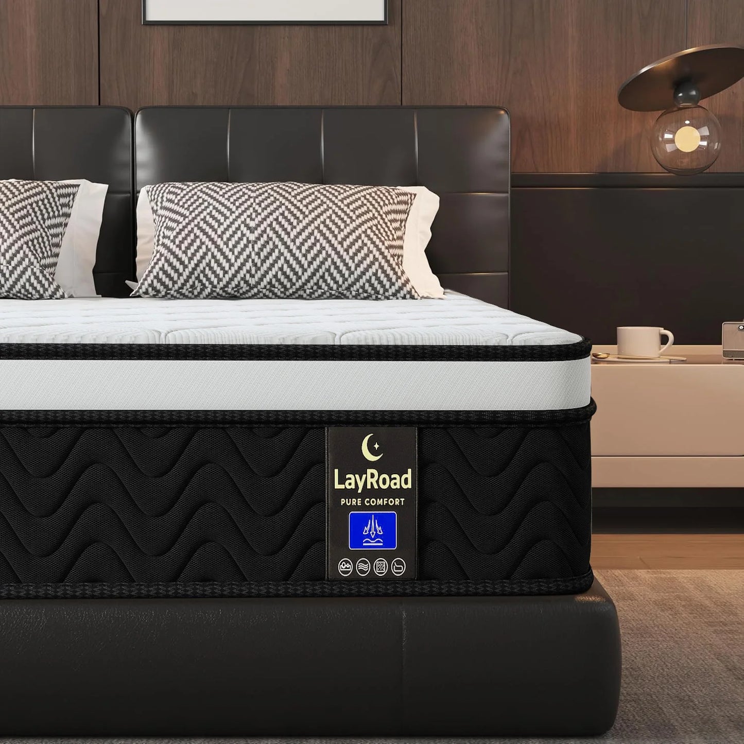 LAYROAD Hypoallergenic Memory Foam Mattress Medium Firm With Edge Support