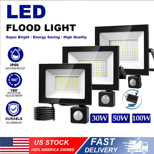 Led Motion Sensor Flood Light Dusk To Dawn Waterproof Security Lamp
