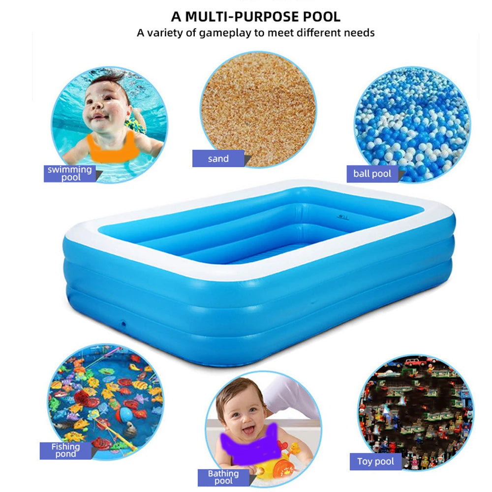 Inflatable Family Pool For Backyard And Outdoor Fun