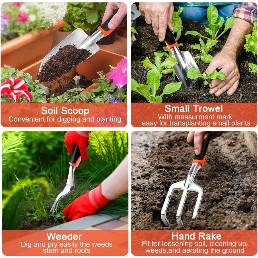 Garden Tools Set 8 Piece Gardening Tools Set with Non Slip Ergonomic Handle Heavy Duty Garden Tool Set with Storage Bag Gardeni