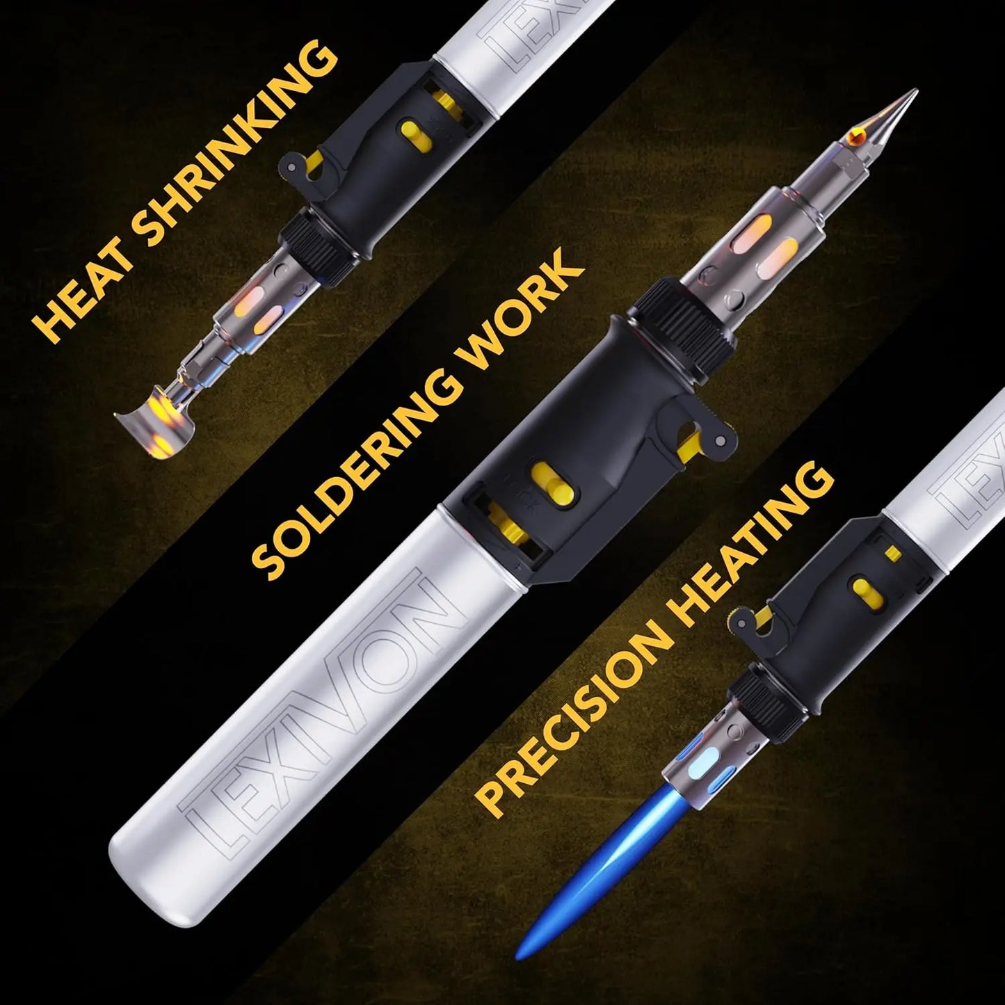 Cordless Butane Soldering Iron Kit with Adjustable Flame and 7-Tip Set | Pro Grade 125W Equivalent for Multi-Purpose Use