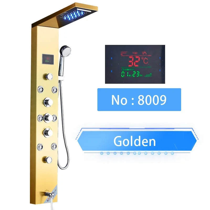 Shinesia LED Shower Panel With Waterfall Rainfall And Massage Jets