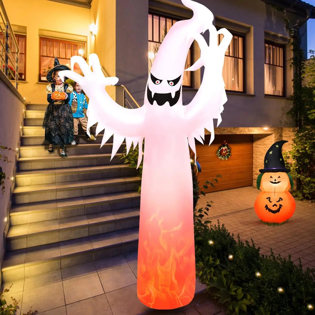 LIFEZEAL Halloween Inflatable Ghost Decoration With Built In LED Lights