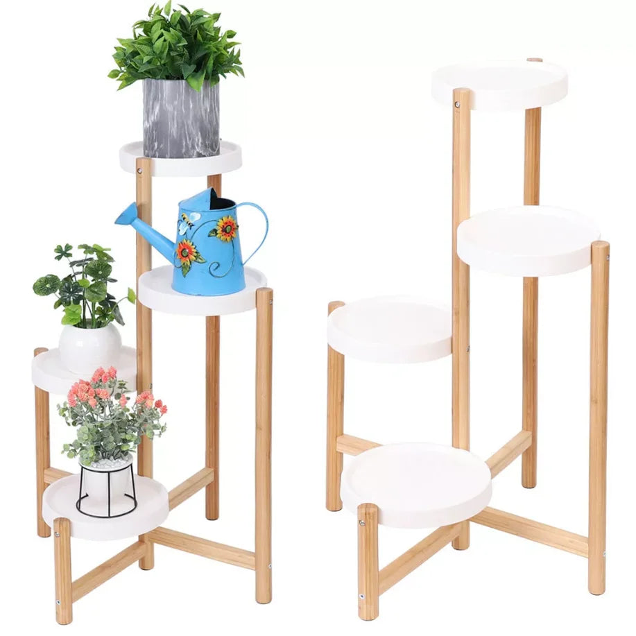 Wisfor 4 Tier Bamboo Plant Display Stand Tall Flower Rack