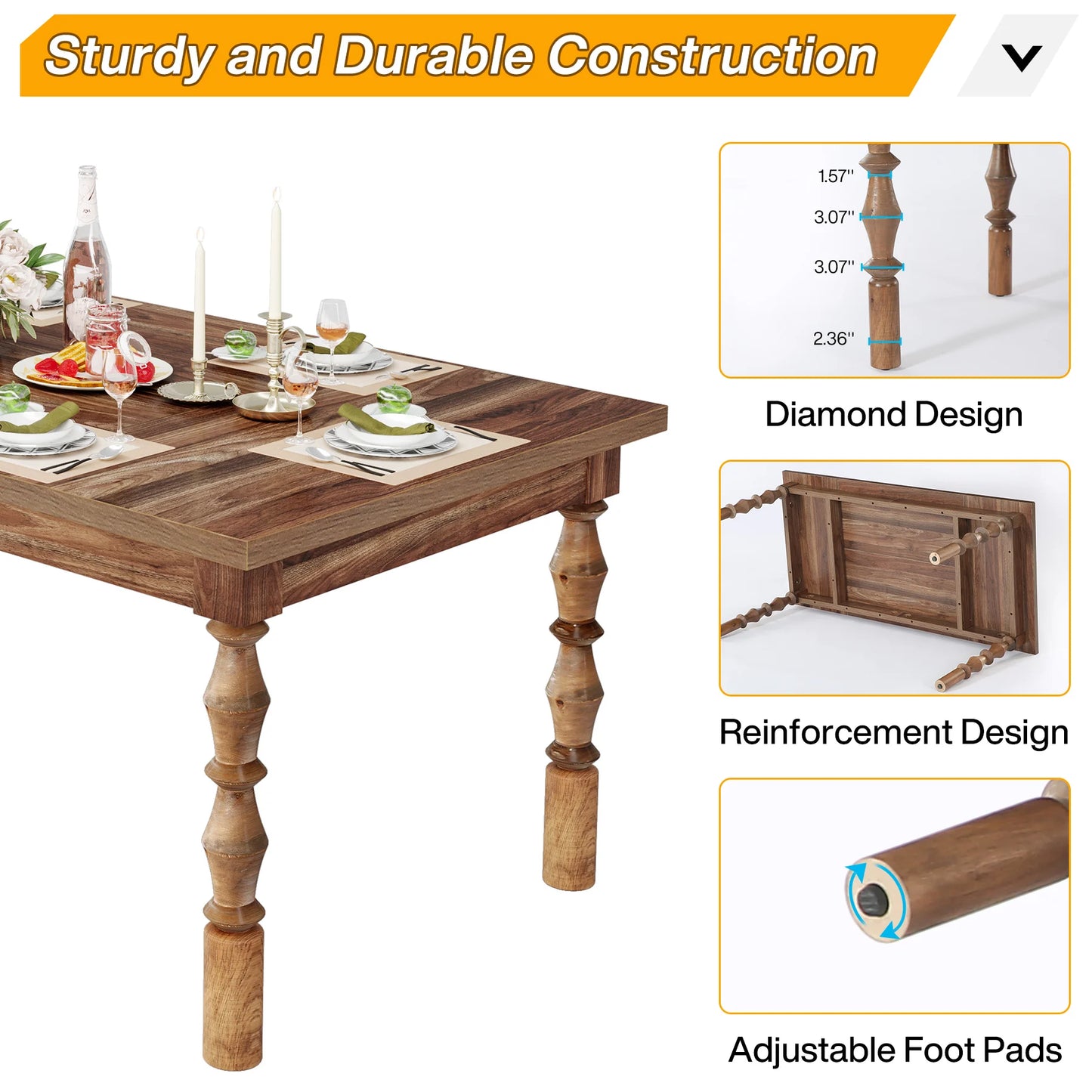 Tribesigns Wood Patio Table For Indoor And Outdoor Dining