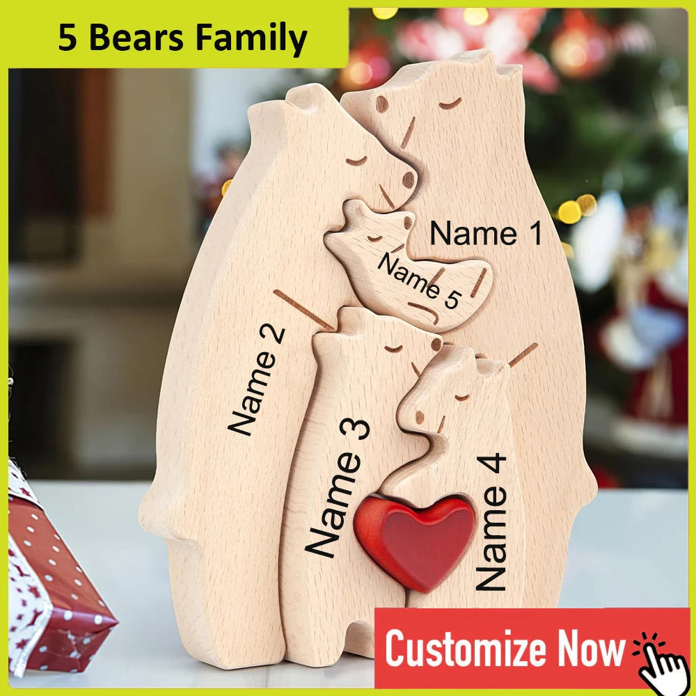 Bear Family Name Puzzle With Free Engraving For Home Desk
