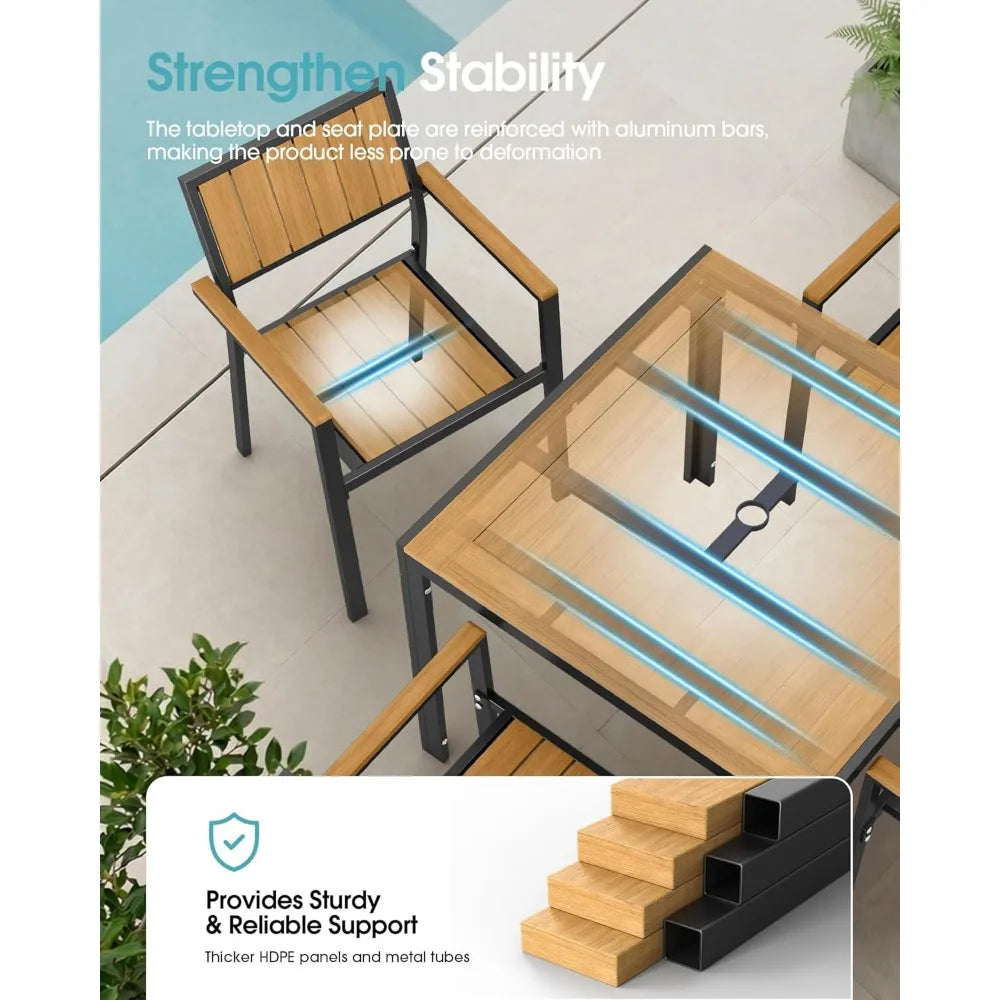 NBVCX Aluminum Outdoor Dining Set With Stackable Chairs