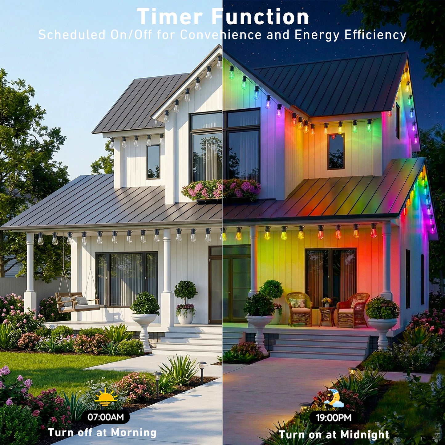 RGB IC Outdoor String Lights IP67 Waterproof With APP Remote