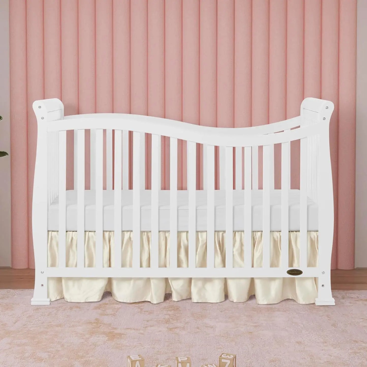 7-In-1 Convertible Baby Crib Greenguard Gold Pinewood