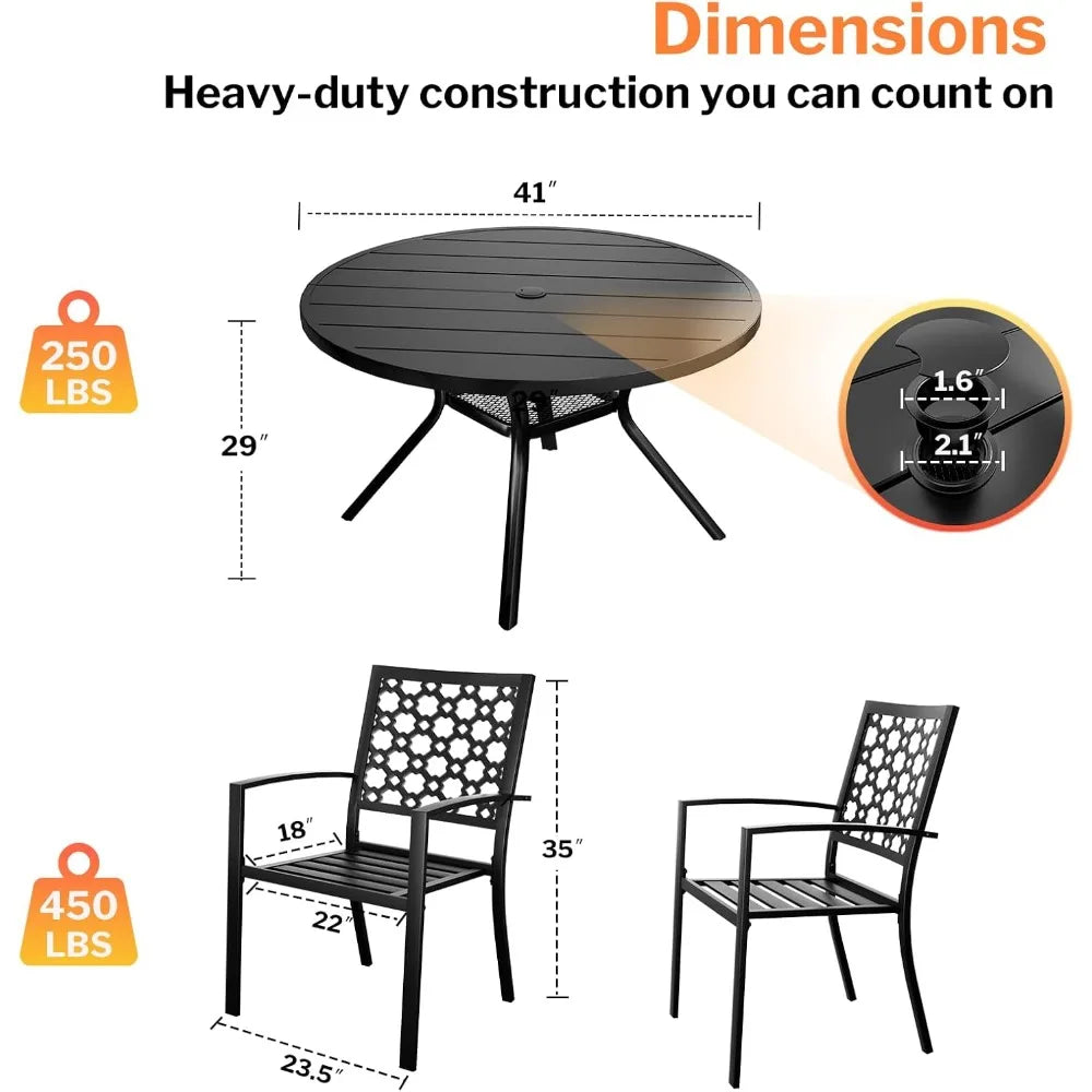 NBVCX Modern Round Outdoor Dining Set For Four All Weather