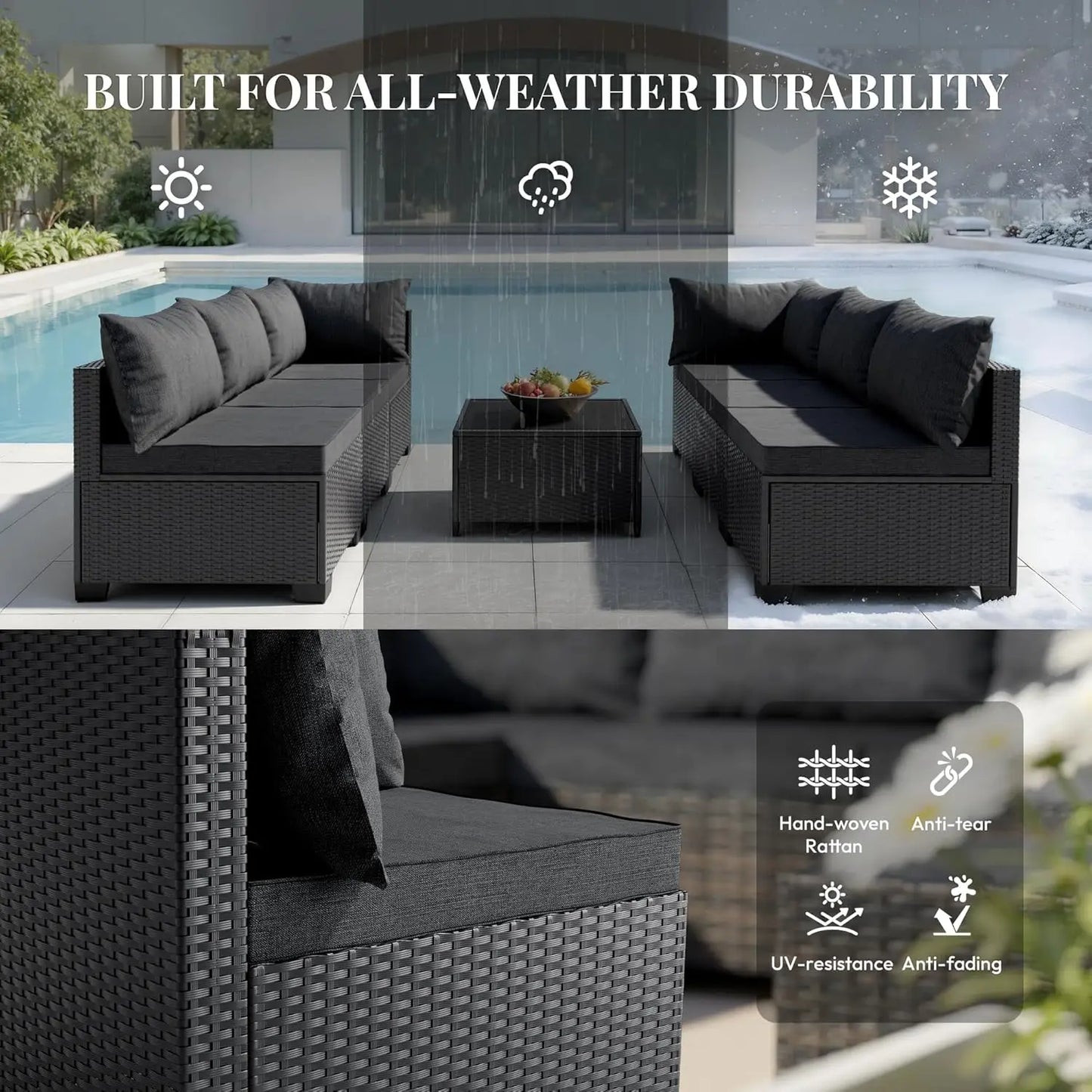 Patio Furniture Set All Weather Water Resistant 7 Piece Outdoor