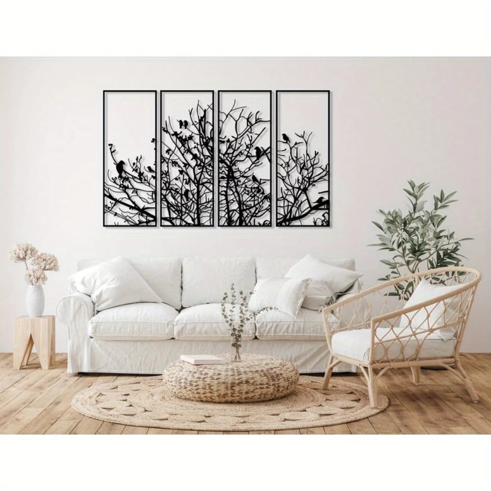 Tree Of Life Wall Decor 4 Panel Mid Century Metal Art