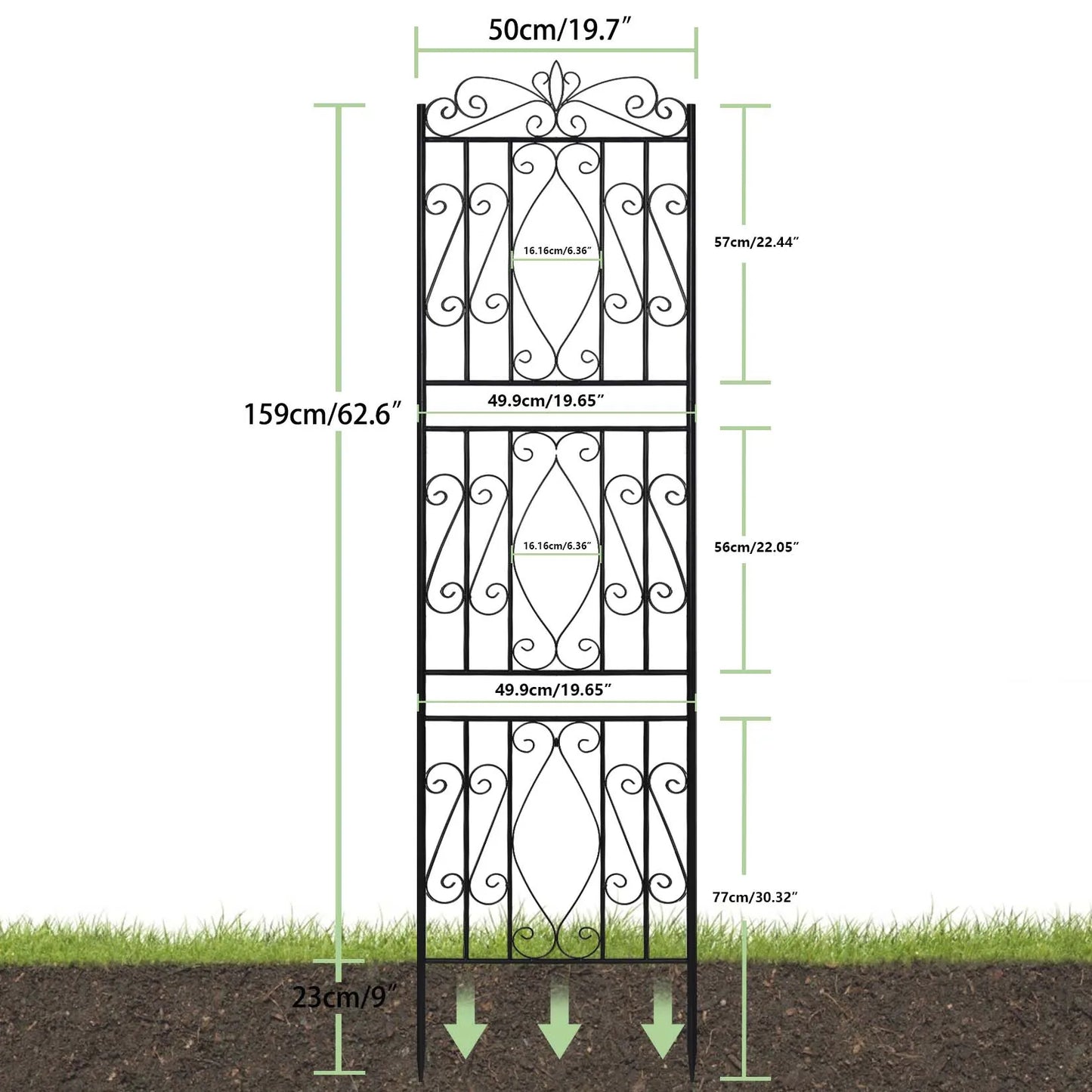 Rustproof Tall Garden Trellis for Climbing Plants Metal Plant Support Fence