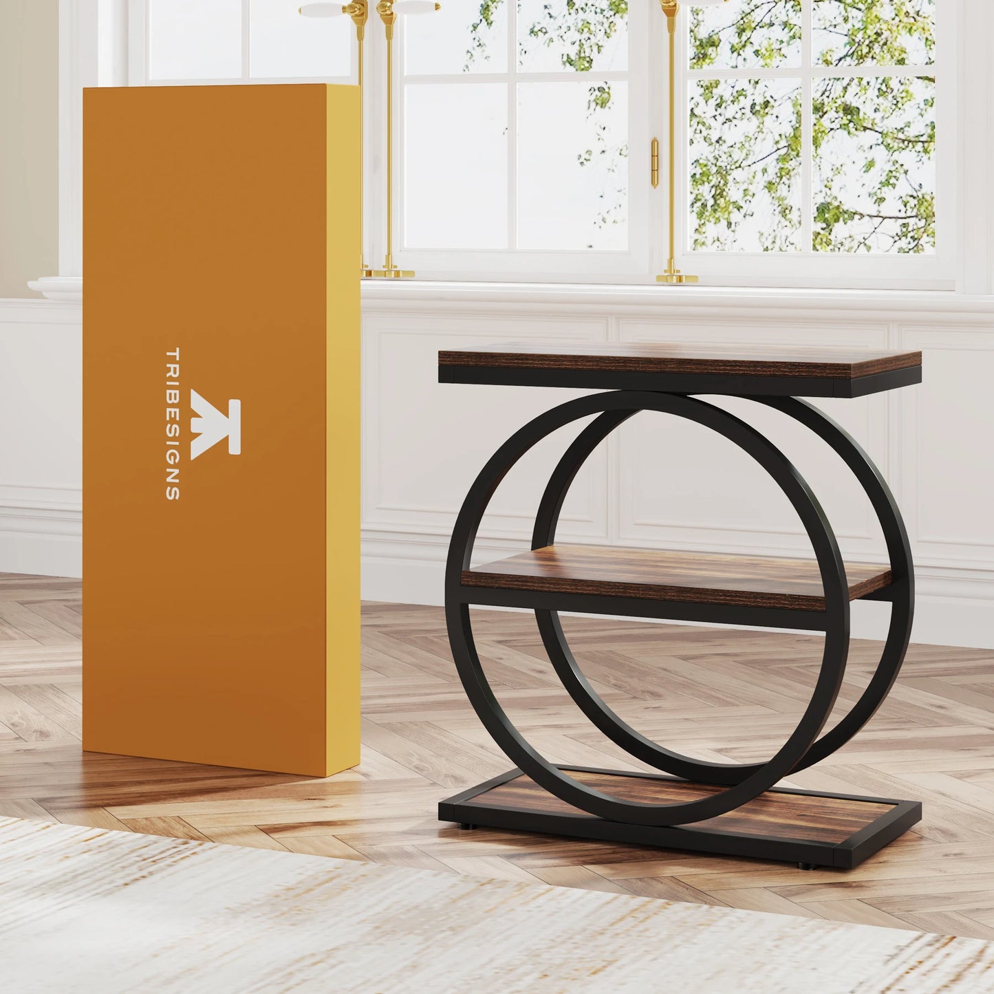 Tribesigns End Table With 3 Shelves Industrial Wooden Side Table