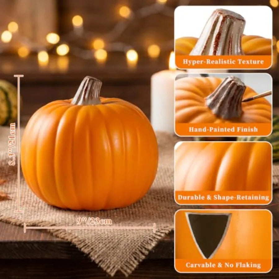 Carvable Artificial Pumpkins for Halloween and Thanksgiving Home Decor