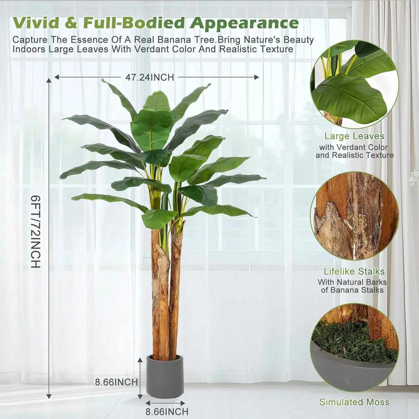 HiMISS Artificial Banana Tree Indoor Plant in Planter