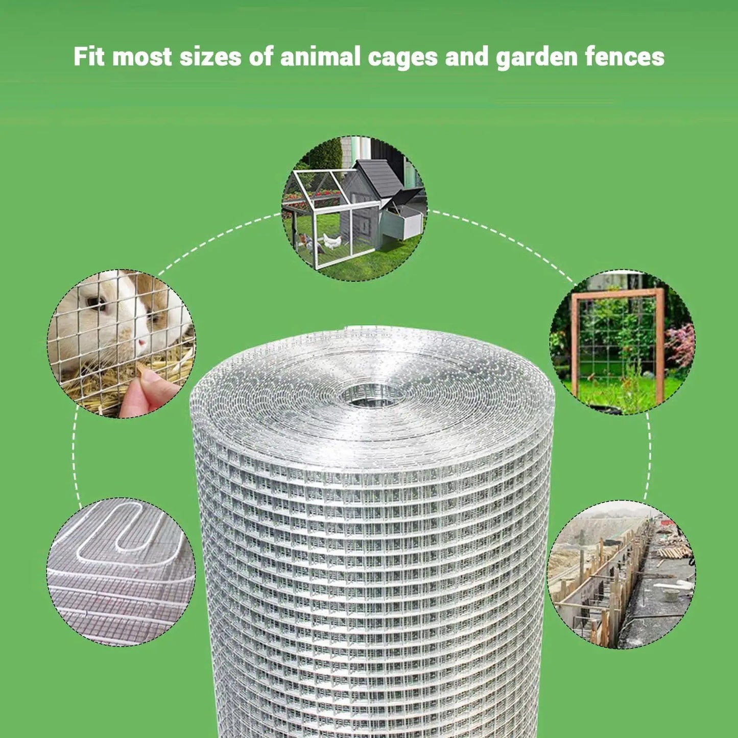 HiMISS Chicken Wire Mesh Roll Galvanized Steel Fence Netting