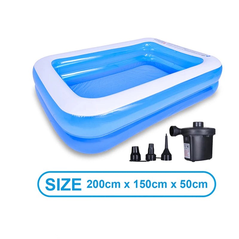 Kmoist Inflatable Rectangular Pool Large Family Outdoor Bathing Tub