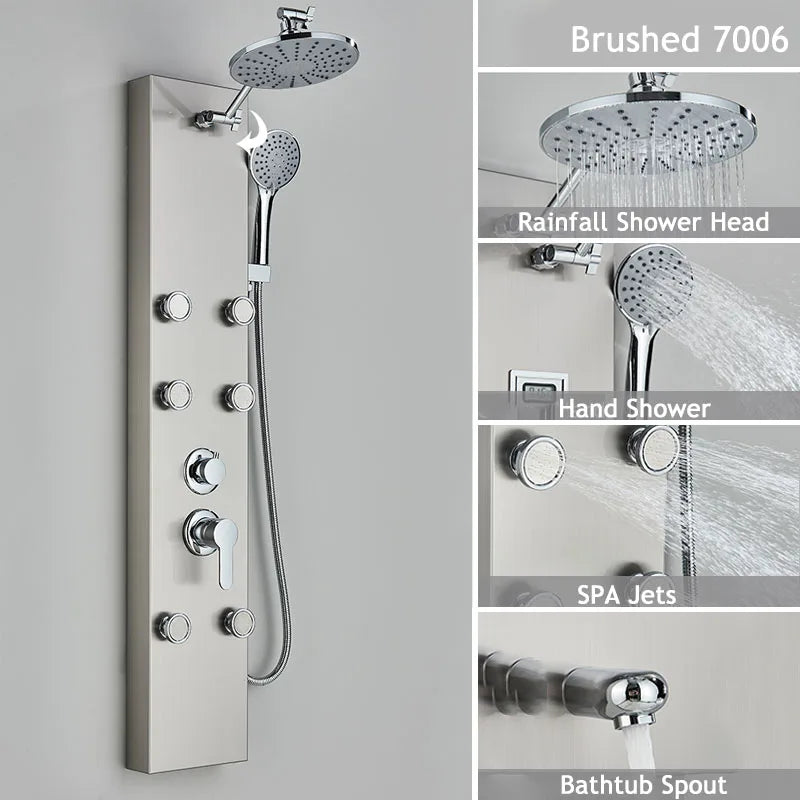Shinesia LED Shower Panel With Rainfall And Massage Jets