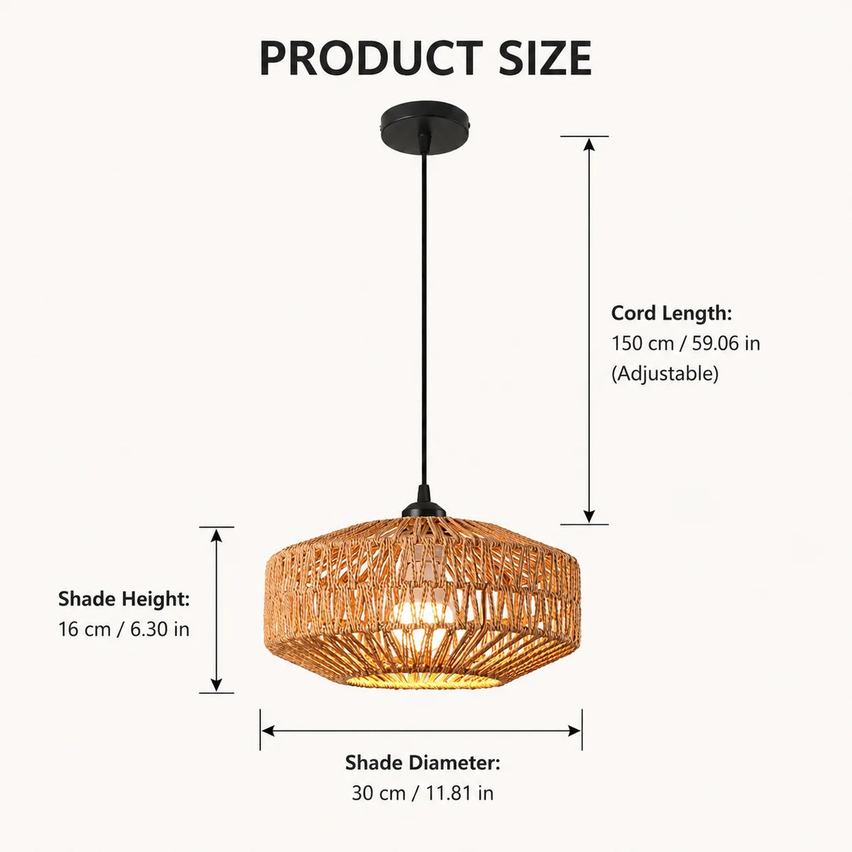 JOYINLED Boho Woven Paper Rope Pendant Light Ceiling Fixture