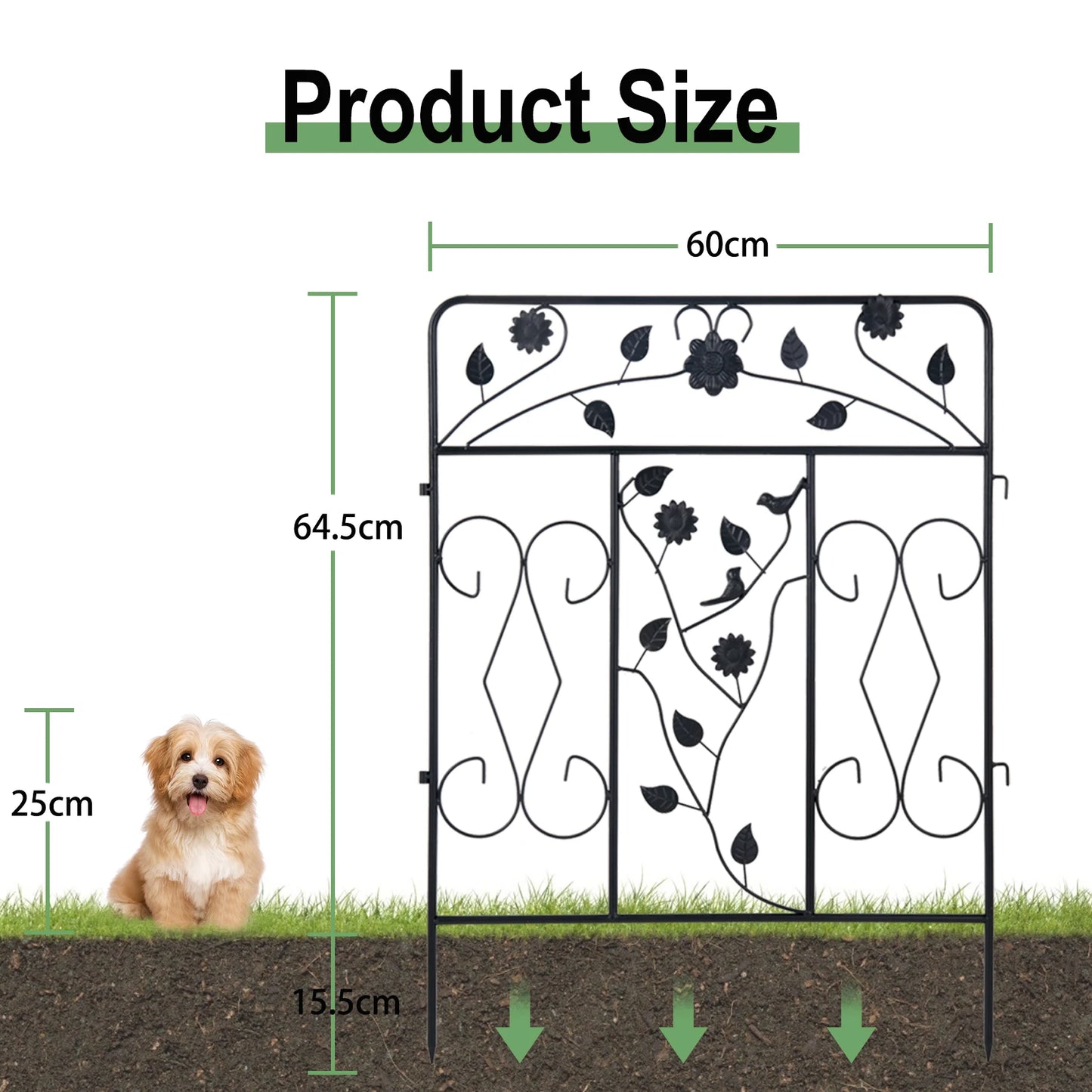 Five Pack Iron Decorative Garden Fence Panel Folding Border