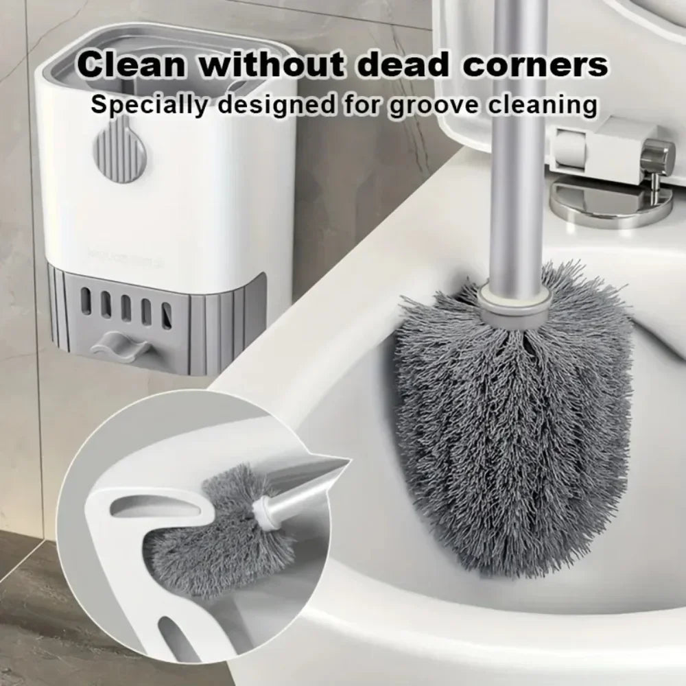 Flexible Bristle Toilet Brush With Quick Drying Holder