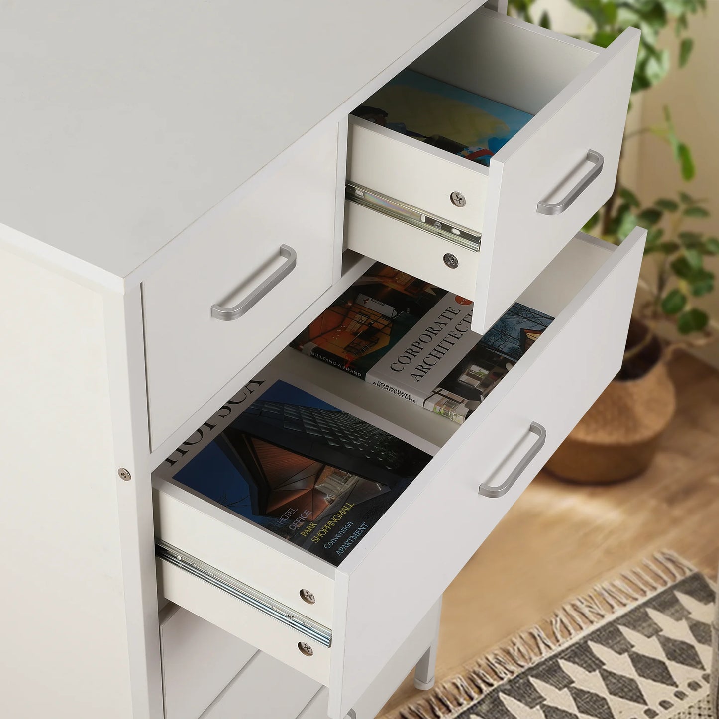 Six-Drawer Dresser With Steel Frame For Bedroom And Living Room