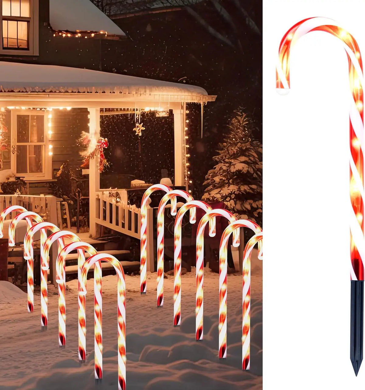 Joyfy Prelit Candy Cane Pathway Marker Lights for Christmas Decorations