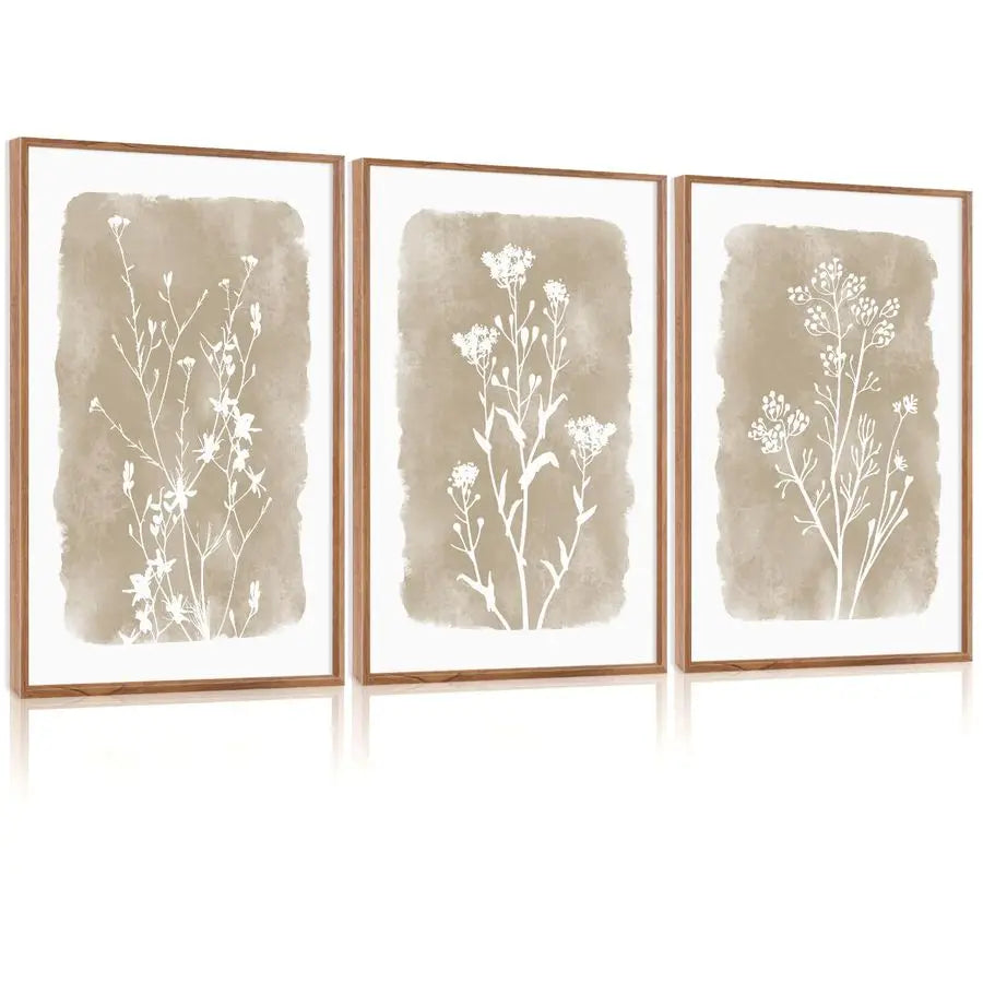 Botanical Farmhouse Wall Art Set Framed Boho Plant Decor