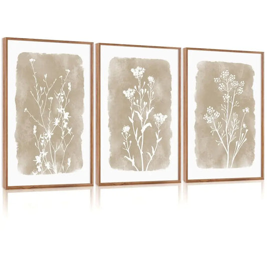 Botanical Farmhouse Wall Art Set Framed Boho Plant Decor