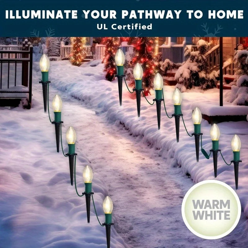 Joyfy Christmas C9 Pathway Lights for Outdoor Holiday Decorations