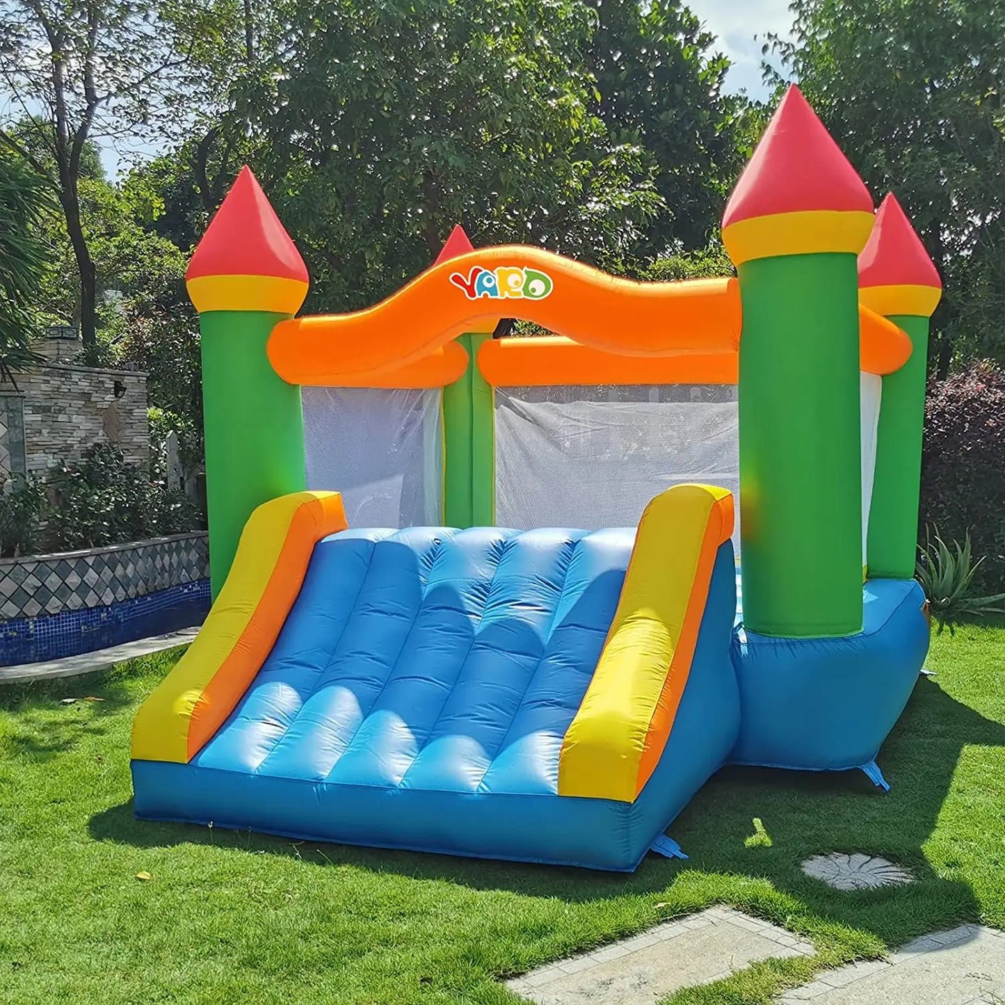 Inflatable Yard Bounce House With Slide For Kids 5 To 12