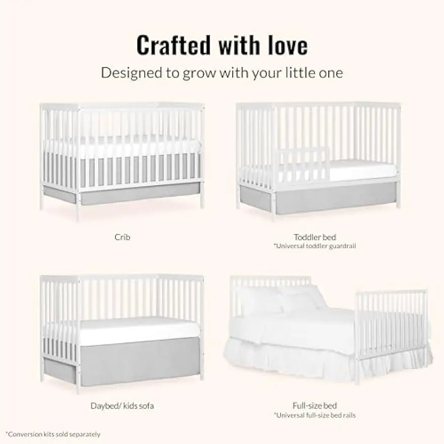 5-In-1 Convertible Baby Crib With Toddler Bed Sustainable Pinewood