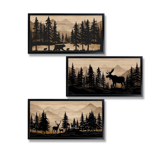 Bear Moose Deer Wall Art Rustic Cabin Decor Living Room
