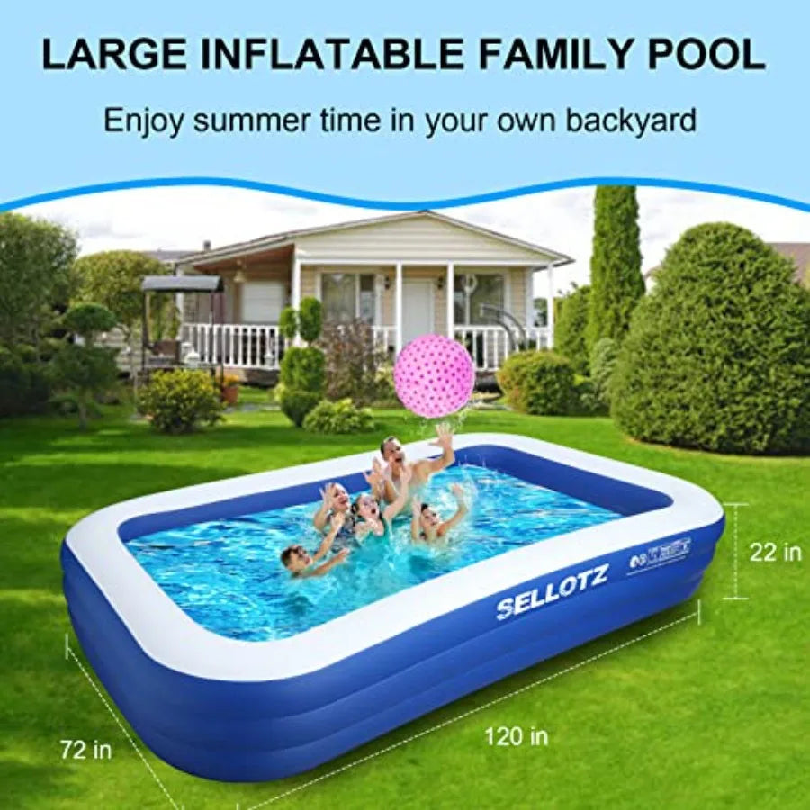 Inflatable Family Pool For Backyard Outdoor Use Oversized Adults