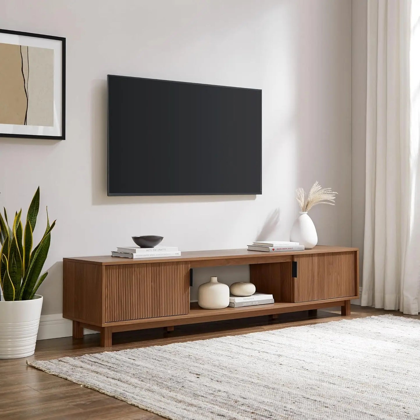 Arundo Fluted TV Stand Modern Low Profile Design Durable
