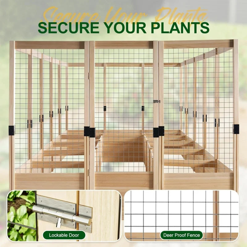 2026 New： Deer Proof Fence,.5Wx20Dx6H Outdoor Wooden Raised Garden Bed Planter with 19 Depth P