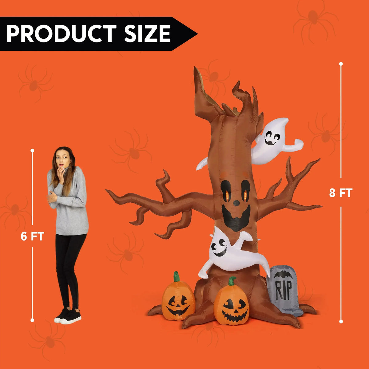 Joyfy Halloween Inflatable Scary Tree With Ghost And Leds