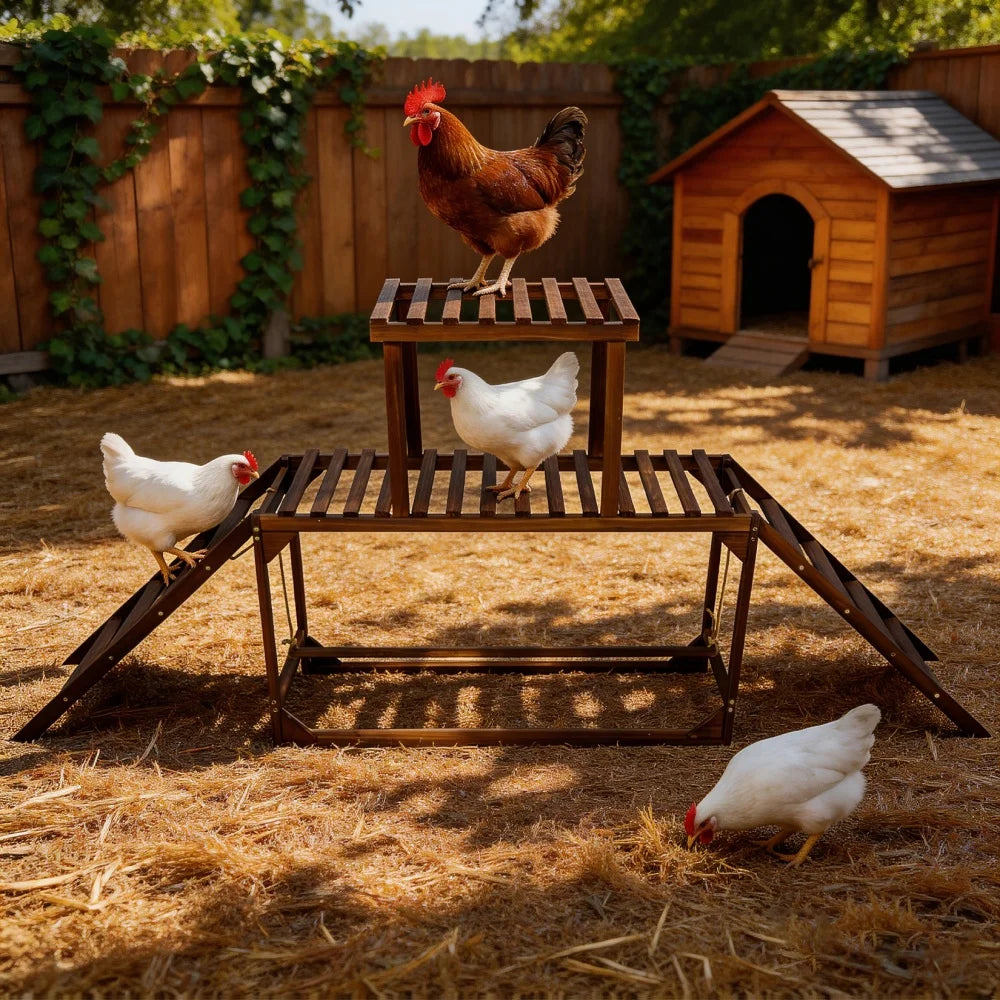 BORWART Farm Animals Chicken Coop Toy With Swing Ladder