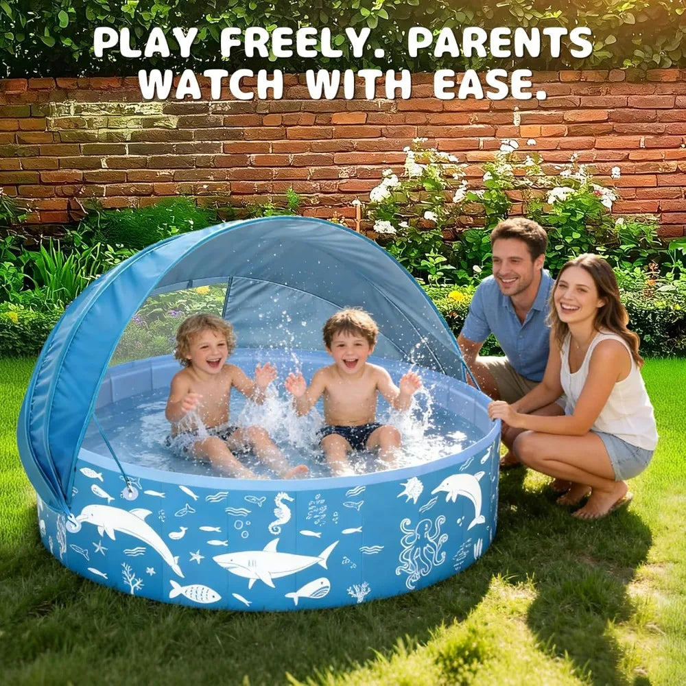 Kiddie Pool With Canopy And UPF Sun Shade Outdoors