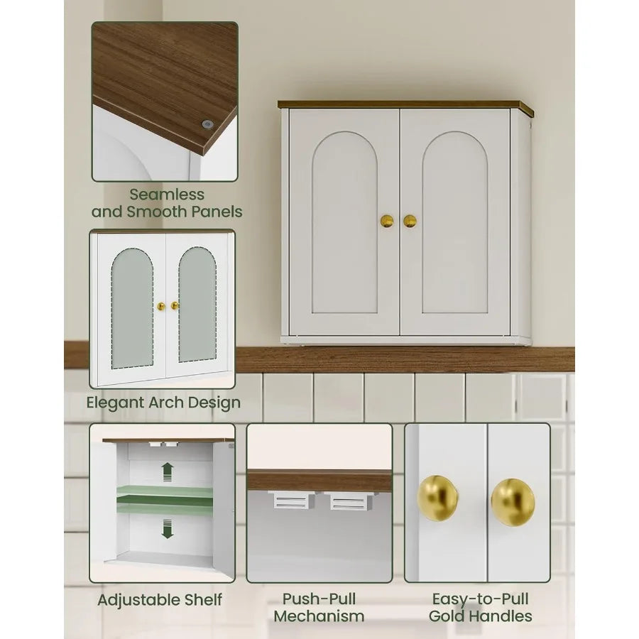 XIUWO Bathroom Wall Cabinet With Adjustable Shelf And Two Doors
