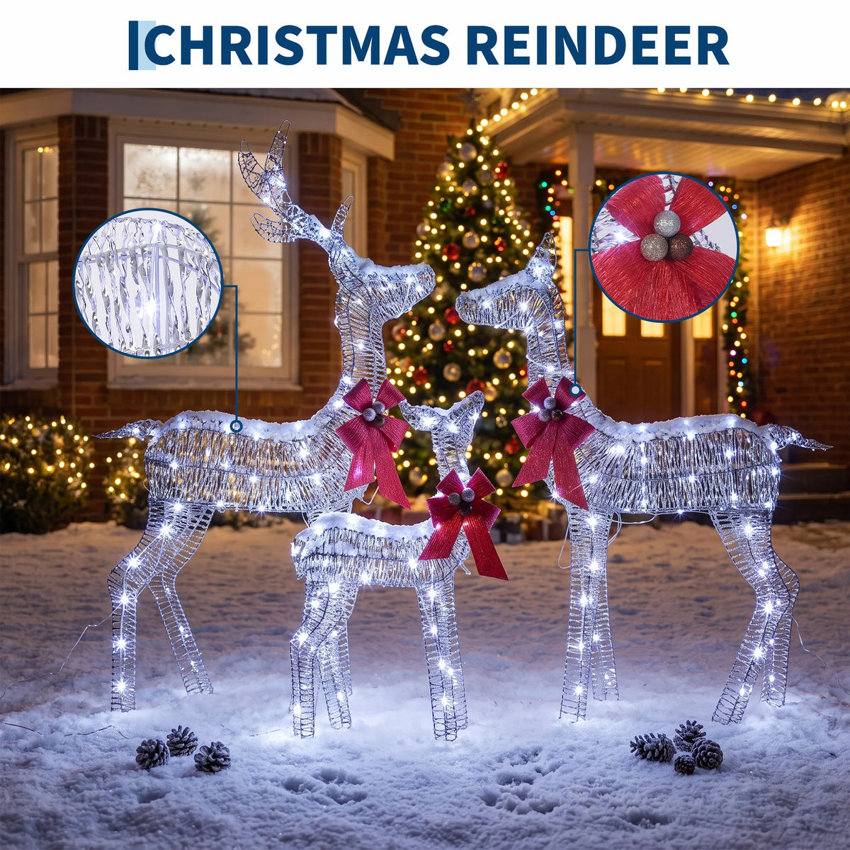 Lighted Christmas Deer Family LED Outdoor Yard Decoration Set