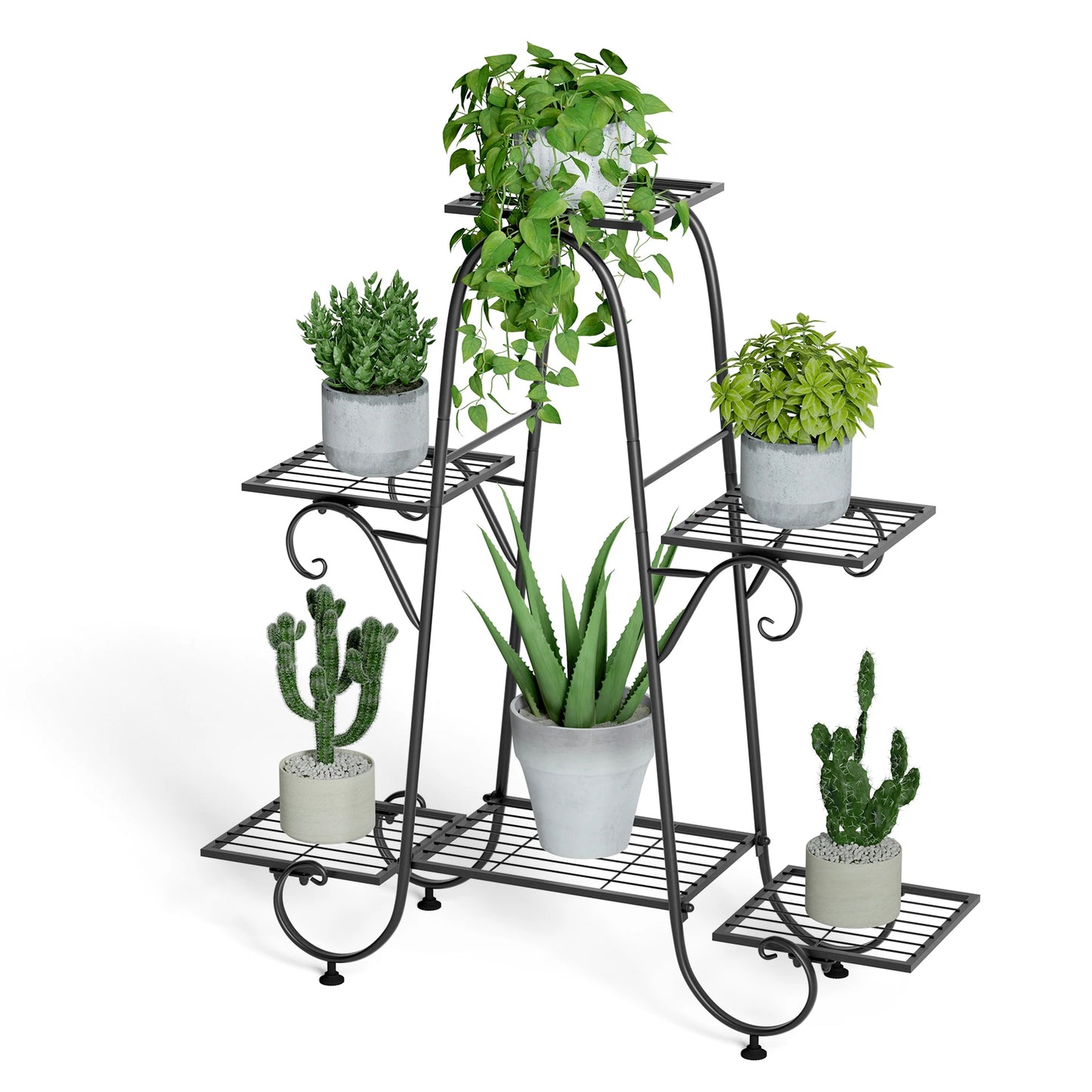 6 Tiers Metal Plant Stand Indoor Outdoor Flower Display Rack Holder